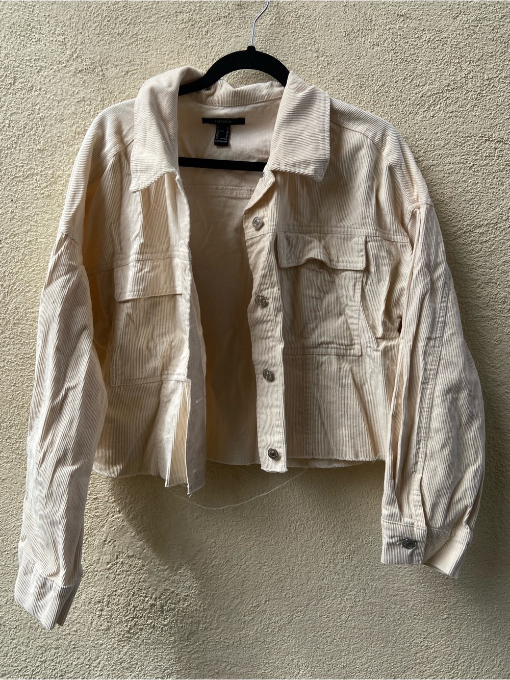 Forever 21 Cream Corduroy Jean Jacket